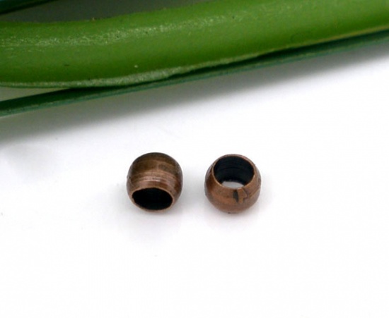 Immagine di Ottone Schiaccini Perline Tondo Ossido di Rame 1.1mm 2mm Dia, 1000 Pz                                                                                                                                                                                         
