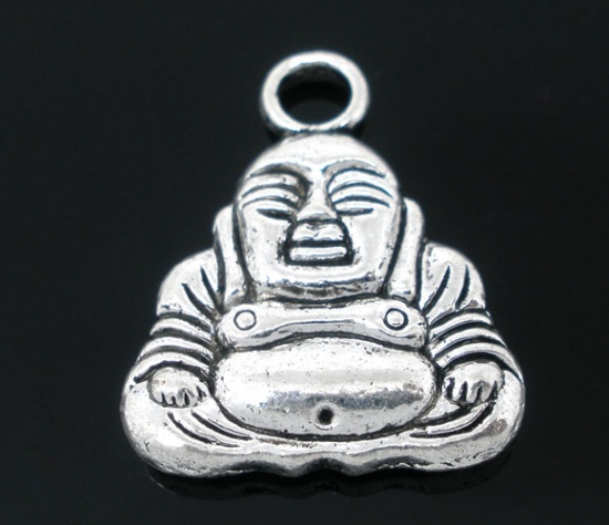 Bild von Antiksilber Buddha Anhänger Perlen Beads 20x17mm.Verkauft eine Packung mit 20