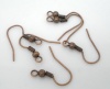 Picture of 200 PCs Iron Based Alloy Ear Wire Hooks Earrings For DIY Jewelry Making Accessories Antique Copper With Loop 19mm x 18mm, Post/ Wire Size: (21 gauge)