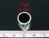 Picture of Zinc Based Alloy European Style Large Hole Charm Beads Antique Silver Color Cylinder Flower 20mm x 13mm, Hole: Approx 9.6mm, 10 PCs