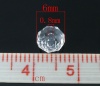 クリスタルガラスビーズ フラットラウンド 白 透明 ファセット・カット 約 6mm直径、 穴：約 0.8mm、 100 個 の画像