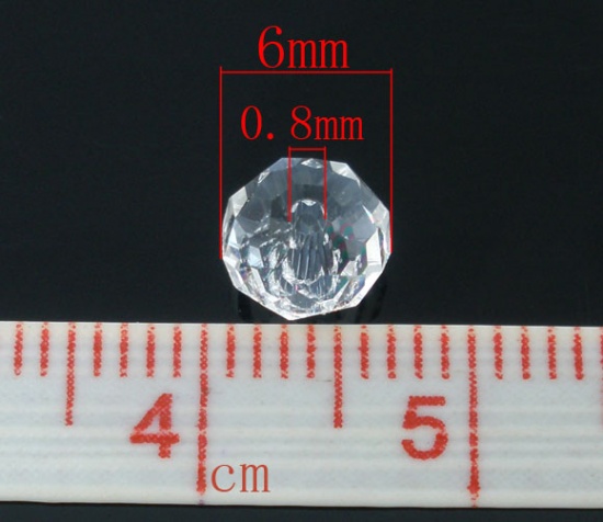 Picture of Crystal Glass Loose Beads Round Transparent Faceted About 6mm Dia, Hole: Approx 0.8mm, 100 PCs