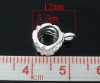 Immagine di Manico Perline Tondo Argento Placcato Fiore Forma Adatto Braccialetto Europeo 12mm x 6mm , 50 Pz