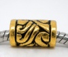 Immagine di Lega di Zinco Stile EuropeoFascino Perline Cilindrico Oro Antico Modello Scolpito Colore Placcato Circa 11mm x 6mm, Foro: 4.5mm, 50 Pz