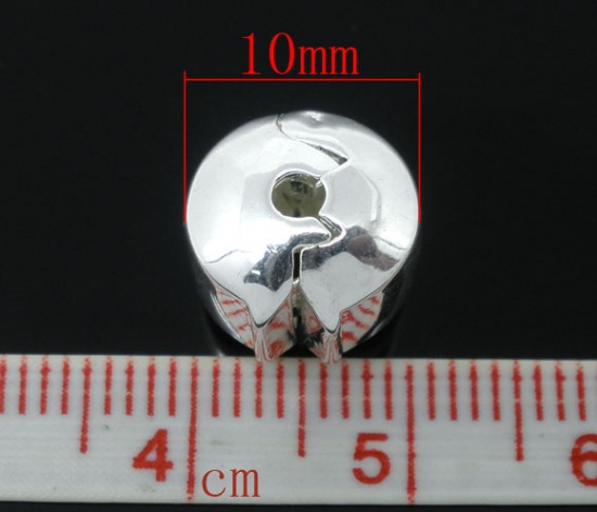 Immagine di Rame Stile Europeo Componente di Braccialetto Argento Placcato 10.0mm x 9.0mm, 10 Pz