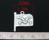 Picture of 20 PCs Antique Silver Color Halloween&Gothic Skull Flag Charms Pendants 22x19mm