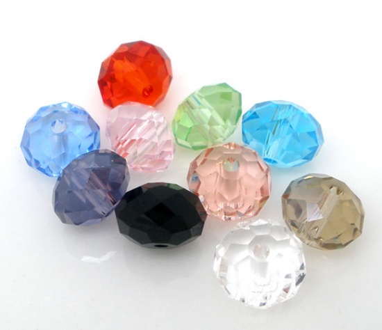 Picture of Crystal Glass Loose Beads Round Mixed Transparent Faceted About 8mm Dia, Hole: Approx 1.3mm, 100 PCs
