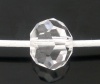 クリスタルガラスビーズ ボール 白 透明 ファセット・カット 約 8mm直径、 穴：約 1.1mm、 50 個 の画像
