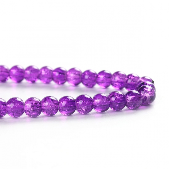 Picture of Glass Loose Beads Round Purple Crackle About 6mm Dia, Hole: Approx 1mm, 200 PCs