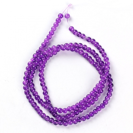 Picture of Glass Loose Beads Round Purple Crackle About 6mm Dia, Hole: Approx 1mm, 200 PCs