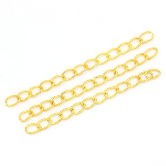 Picture of Alloy Extender Chain For Jewelry Necklace Bracelet Gold Plated 50x4mm(2"x1/8"), Chain Size: 6mm x4mm( 2/8" x 1/8"), 100 PCs