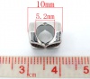 Picture of Zinc Metal Alloy European Style Large Hole Charm Beads Four Petals Flower Silver Tone Black Enamel About 13mm x 10mm, Hole: Approx 5.2mm, 10 PCs