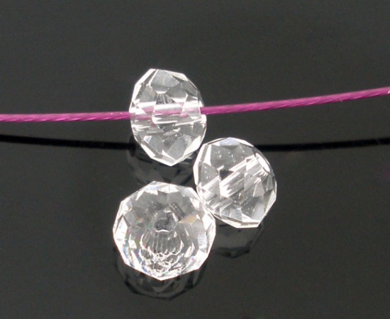 Immagine di Vetro Sciolto Perline Tondo Piatto Trasparente Sfaccettato Circa 4mm Dia, Foro: Circa 0.8mm, 200 Pz