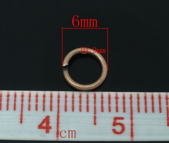 Immagine di 0.9mm Lega di Ferro Aperto Stile Anello di Salto Tondo Ossido di Rame 6mm Dia, 1000 Pz