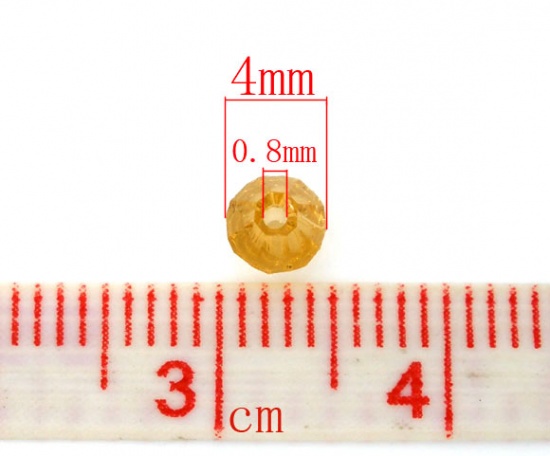 Picture of Crystal Glass Loose Beads Bicone Gold Champagne Faceted 4mm( 1/8") x 4mm( 1/8"), Hole: Approx 0.8mm, 400 PCs