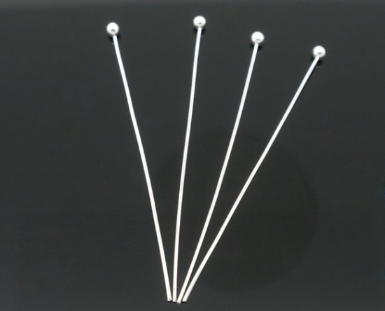 Picture of Brass Ball Head Pins Silver Tone 4cm(1 5/8") long, 0.5mm (24 gauge), 400 PCs                                                                                                                                                                                  