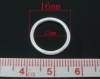 Immagine di 1.6mm Lega di Zinco Chiuso Stile Anello di Salto Tondo Argento Antico 16mm Dia, 100 Pz