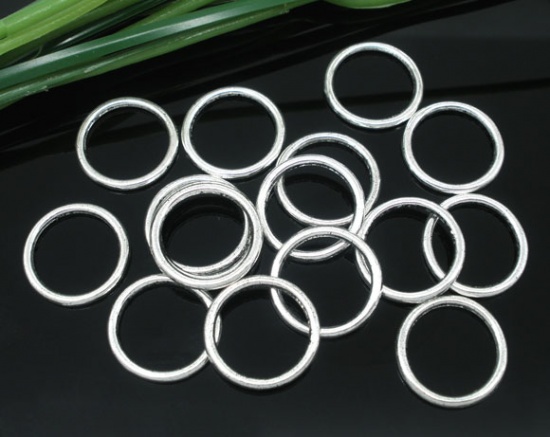 Picture of 1.6mm Zinc Based Alloy Closed Soldered Jump Rings Findings Round Antique Silver Color 16mm Dia, 100 PCs