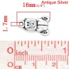 Immagine di Lega di Zinco Charm Ciondoli Orso Argento Antico Nulla Disegno 16.0mm x 10.0mm, 50 Pz