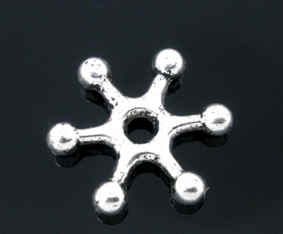 Picture of Zinc Based Alloy Spacer Beads Snowflake Antique Silver Color About 16mm x 14mm, Hole:Approx 2mm, 50 PCs