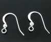 Picture of Brass Ear Wire Hooks Earring Findings Silver Plated 17mm( 5/8") x 18mm( 6/8"), Post/ Wire Size: (21 gauge), 200 PCs                                                                                                                                           