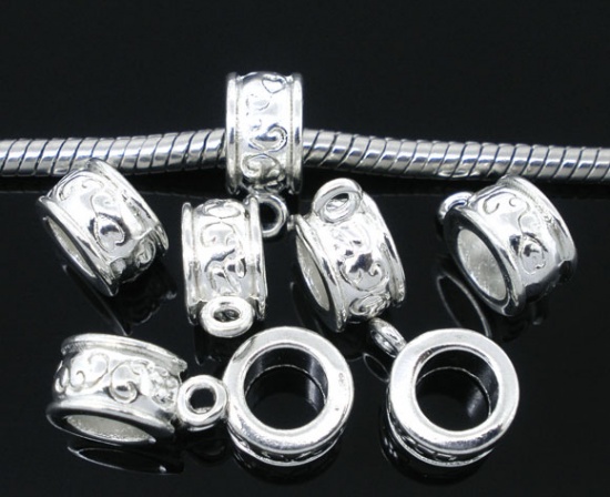 Bild von Versilbert Blumen Element Perlen 13x9mm Für European Armband verkauft eine Packung mit 30 Stücke