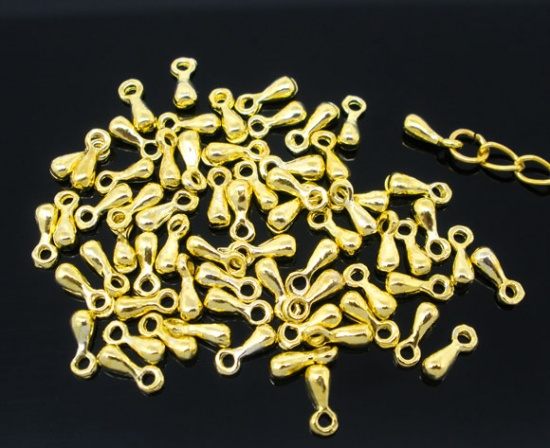 Immagine di Lega di Zinco Charm Ciondoli Goccia Oro Placcato Nulla Disegno 7.0mm x 3.0mm, 200 Pz