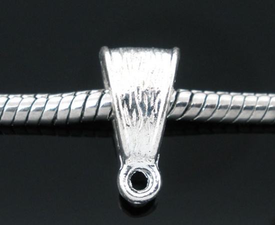 Immagine di Manico Perline Triangolo Argento Placcato Adatto Braccialetto Europeo 14mm x 7mm , 50 Pz