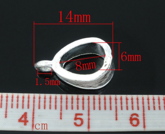 ヨーロッパ風 チャームビーズ ヨーロッパ/ブレスレットにも合う 三角形 銀メッキ 14mm x 7mm、 50 個 の画像