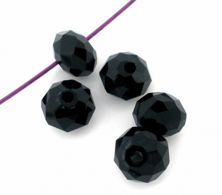 Crystal Glass Loose Beads Round Black Faceted About 4mm Dia, Hole: Approx 0.8mm, 200 PCs