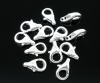 Picture of Zinc Based Alloy Lobster Clasps Silver Plated 12mm x 7mm, 40 PCs
