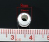 Bild von Eisenlegierung Zwischenperlen Spacer Perlen Rund Versilbert ca. 8mm D., Loch:ca. 2.5mm, 50 Stück