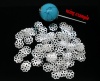 Picture of Alloy Filigree Beads Caps Flower Silver Plated Hollow (Fits 8mm-16mm Beads) 7mm x 7mm, 2000 PCs