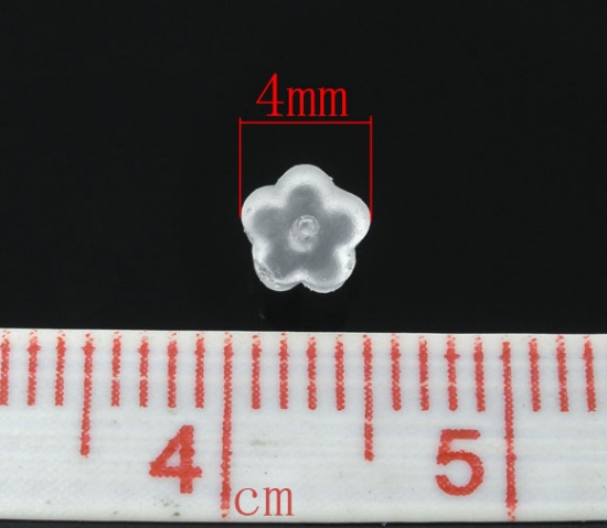 Immagine di Gomma Orecchino Indietro Tappi di Orecchini Fiore Bianco 4mm x 4mm, 1000 Pz