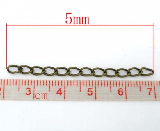 Immagine di Lega di Ferro Estensione Catene Per Bracciale Collana Gioielli Bronzo Antico 4mm x 5mm, 5cm Lunghezza, 100 Pz