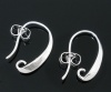 Picture of Brass Ear Wire Hooks Earring Findings Silver Plated 14mm( 4/8") x 18mm( 6/8"), Post/ Wire Size: (20 gauge), 10 PCs                                                                                                                                            