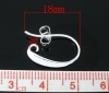 Picture of Brass Ear Wire Hooks Earring Findings Silver Plated 14mm( 4/8") x 18mm( 6/8"), Post/ Wire Size: (20 gauge), 10 PCs                                                                                                                                            