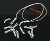 Immagine di Gomma Connettore Accessori Cravatta a Farfalla Tono Argento Bianco Striscia Disegno 20mm x 6mm, 40 Pz