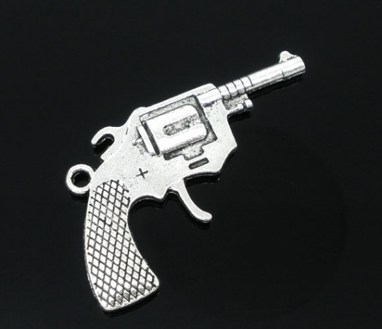 亜鉛合金 チャームペンダント 銃 銀古美 4.0cm x 26.0mm、 10 PCs  の画像