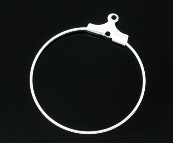 Immagine di Lega di Zinco Charm per Bicchiere di Vino Cerchio Argento Placcato 29mm x 26mm, 100 Pz