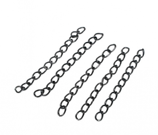 Picture of 100 Gunmetal Extended&Extension Jewelry Chains/Tail Extender 50x3.5mm