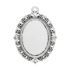 Picture of Zinc Based Alloy Cabochon Setting Pendants Oval Antique Silver (Fits 25mm x 18mm) 39mm x 29mm, 10 PCs