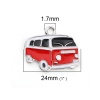 Picture of Zinc Based Alloy Charms Car Bus Silver Tone Black & Red Enamel 24mm(1") x 20mm( 6/8"), 10 PCs