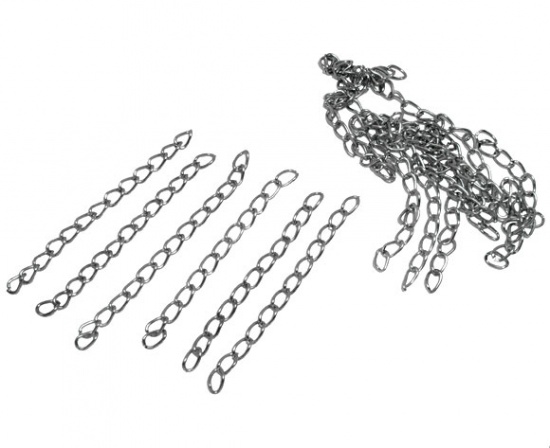 Picture of 100 Silver Tone Extended&Extension Jewelry Chains/Tail Extender 50x3mm