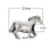Picture of Zinc Metal Alloy European Style Large Hole Charm Beads Horse Antique Silver About 21mm x 14mm, Hole: Approx 4.5mm, 10 PCs