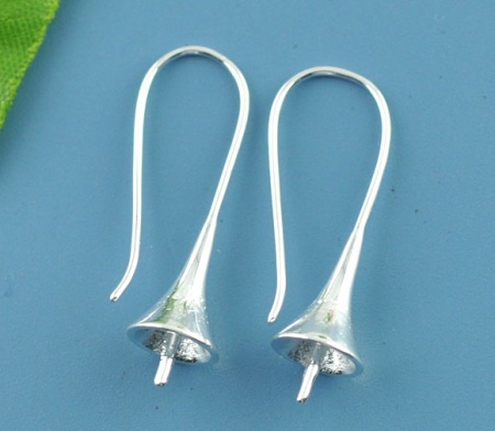 Швензы-петельки "Цветок" 29mm x 12mm Посеребренный Без Никеля,Подходящие бусины: 8 мм (3/8 ") диам. Размер столбца / провода:0.8mm, 5 пар