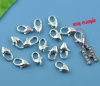 Picture of Zinc Based Alloy Lobster Clasps Heart Silver Tone 12mm x 7mm, 300 PCs