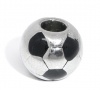 Picture of Zinc Metal Alloy European Style Large Hole Charm Beads Football Silver Tone Black Enamel About 11mm Dia, Hole: Approx 4.5mm, 10 PCs