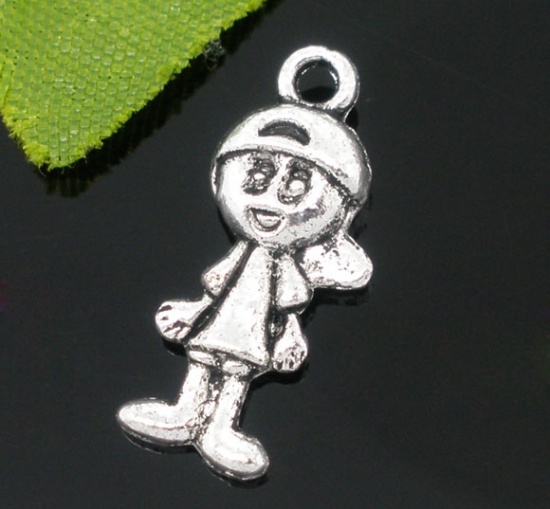 Picture of Pendant, boy, zinc metal alloy, Antique Silver Color , 18x8mm. Sold per packet of 50