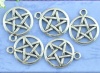 Picture of Zinc Based Alloy Pentacle Pentagram Charms Round Antique Silver 20mm( 6/8") x 17mm( 5/8"), 50 PCs